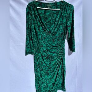 Ralph Lauren size 8 green print wrap dress.